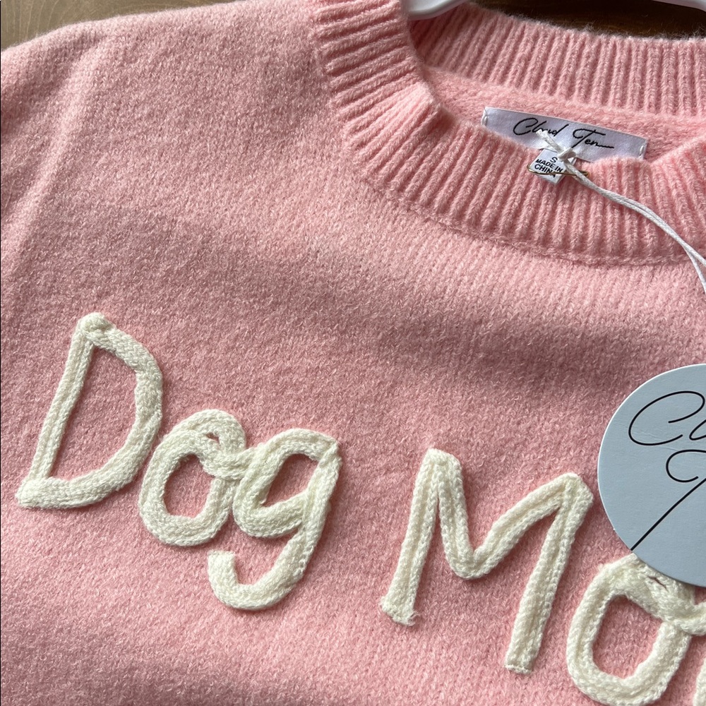 Cloud Ten Pink 'Dog Mom' Crew Neck Sweater - Picture 4 of 7
